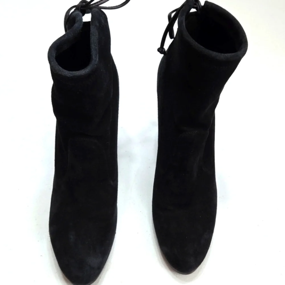 Stuart Weitzman Catch Suede Ankle Tie Bootie Black